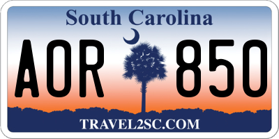 SC license plate AOR850