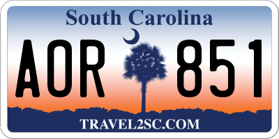 SC license plate AOR851