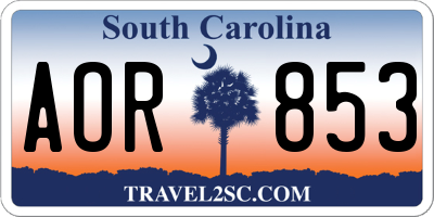 SC license plate AOR853