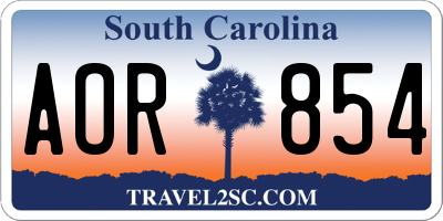 SC license plate AOR854