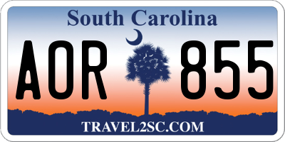 SC license plate AOR855
