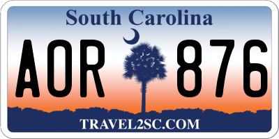 SC license plate AOR876