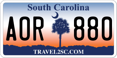 SC license plate AOR880