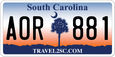 SC license plate AOR881