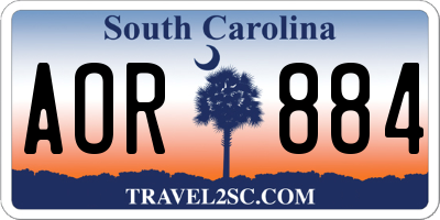 SC license plate AOR884