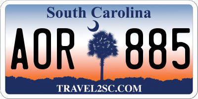 SC license plate AOR885