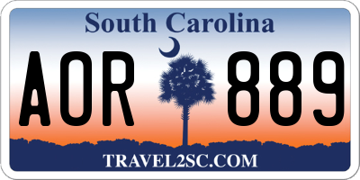 SC license plate AOR889