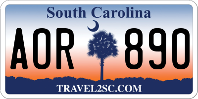 SC license plate AOR890