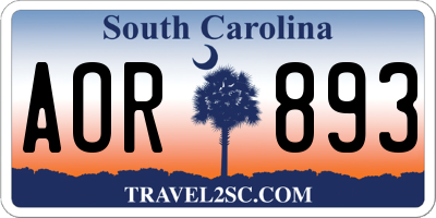 SC license plate AOR893