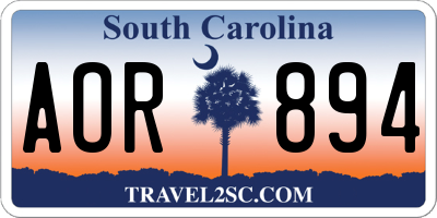 SC license plate AOR894
