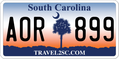 SC license plate AOR899