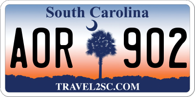 SC license plate AOR902