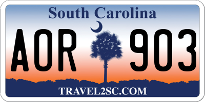 SC license plate AOR903