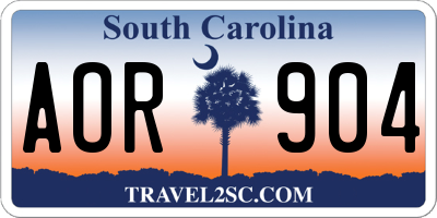 SC license plate AOR904