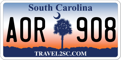 SC license plate AOR908