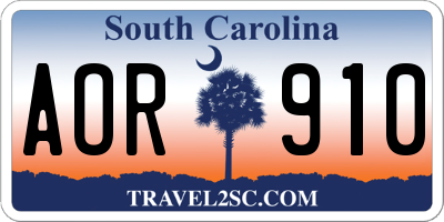 SC license plate AOR910