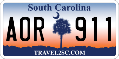 SC license plate AOR911