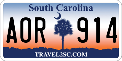 SC license plate AOR914
