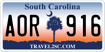 SC license plate AOR916