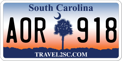 SC license plate AOR918