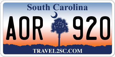 SC license plate AOR920