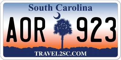 SC license plate AOR923