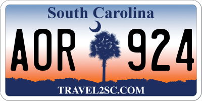 SC license plate AOR924