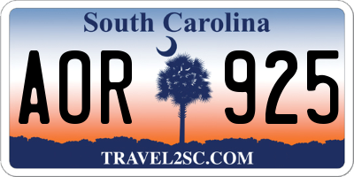 SC license plate AOR925