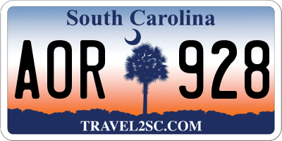 SC license plate AOR928