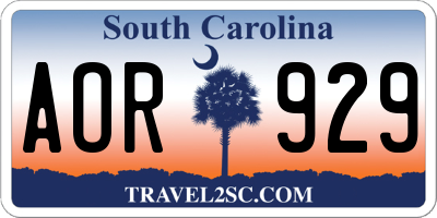 SC license plate AOR929