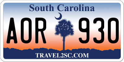 SC license plate AOR930