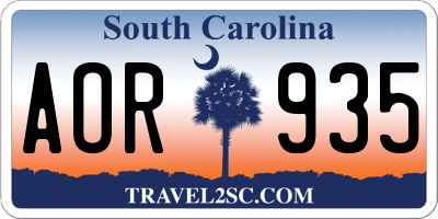 SC license plate AOR935