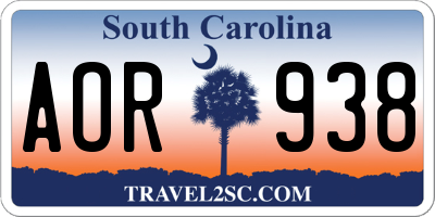 SC license plate AOR938