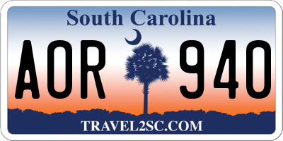 SC license plate AOR940