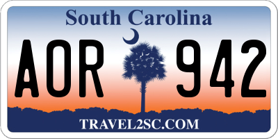 SC license plate AOR942