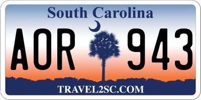 SC license plate AOR943