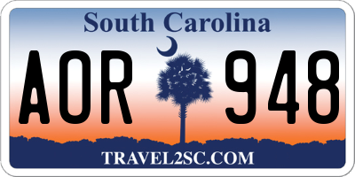 SC license plate AOR948