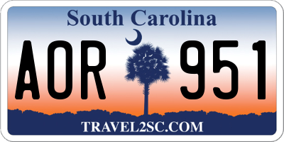 SC license plate AOR951