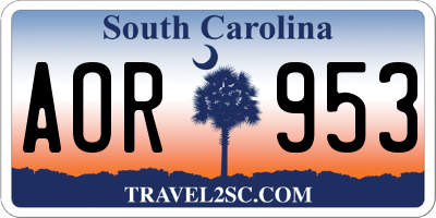 SC license plate AOR953