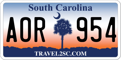 SC license plate AOR954
