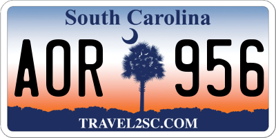SC license plate AOR956
