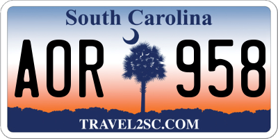 SC license plate AOR958