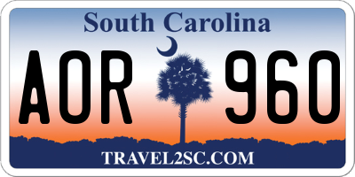 SC license plate AOR960
