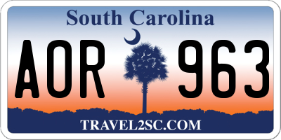 SC license plate AOR963