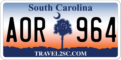 SC license plate AOR964
