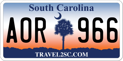 SC license plate AOR966