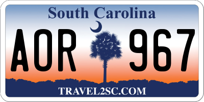 SC license plate AOR967