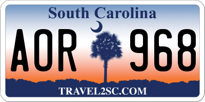 SC license plate AOR968