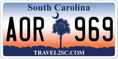 SC license plate AOR969