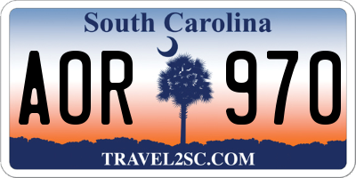 SC license plate AOR970